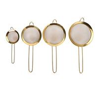 4Pcs Tamis à Farine en Acier Inoxydable Tamis à Maille Tamis à Farine Filtre à Farine Outil de Cuisine Premium pour la Cuisson Filtrage des Jus Titanize Gold 10cm 14cm 16cm 18cm