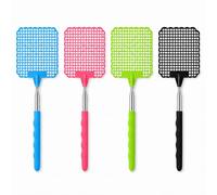 4pcs Tapette à Mouches Extensible,Tapetteà Mouche Multicolore, Tapette à Mouches Télescopique Manuelle, avec Poignée en Acier Inoxydable, pour Les moustiques Insectes