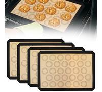 4Pcs Tapis de Cuisson en Silicone pour Macarons, Tapis de Cuisson Silicone Micro Perforé pour Four Anti-Adhérent, Patisserie Accessoires Professionnel Réutilisable pour Macaron/Biscuit (42 x 29.5 cm)