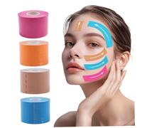 4pcs Tapis de lifting du visage, Sangle de soulèvement du visage anti-ride 1x197 pouces Patches bande cou à l'œil facial respirant pour le front, les joues et les yeux Porches rides