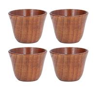 4pcs Tasse en Bois de Style Japonais de 75 ML, Bois Naturel Sain et SûR Petite Tasse de Thé Rétro Isolation Thermique Verres en Bois Pour Thé Café Lait Vin