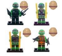 4pcs Teenage Mutant Ninja Turtles Broken Shadows While Small Particles Insertion Building Blocks Figures Ornaments With Weapons Toys