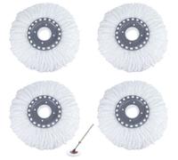 4Pcs Têtes Microfibre Balai, Mop Heads, Tête de Vadrouille Rechange Rond Têtes Mop Rotation pour Balais Serpillère Rotatif 360°