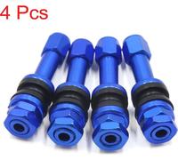 4pcs Tige de Valve de Pneu Vide Jante Roue Jante avec Bouchon Anti-poussière Bleu pour Voiture Auto