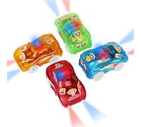4pcs Tracks Cars Magic, Voiture de Course de Voiture Jouet Track Accessoires avec 5 lumières LED Clignotantes et des Autocollants DIY Jouets pour Voiture Enfant Cadeaux pour Les âges 3 4 5 6 7 8