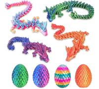 4PCS Œufs de Dragon avec Dragon à l'intérieur,Œufs de Dragon en 3D,Jouet Fidget imprimé en 3D,Jouet Fidget Œuf de Dragon,Œuf de Dragon en Cristal articulé,Moules à Blocs de Glace