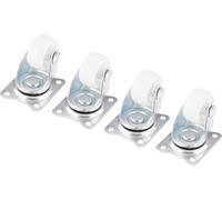 4pcs Universal Swivel Casters 1" Wheels White Roller Wheel For Furniture Trolley Chair