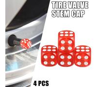 4pcs Universel Voiture Dés Forme Roue Valve Air Tige Bouchon Couverture Rouge