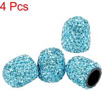 4PCS Vanne Tige Capuchons Bling Faux Cristal Voiture Pneu Vanne Capuchon Lac Bleu