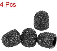4PCS Vanne Tige Capuchons Bling Faux Cristal Voiture Pneu Vanne Capuchons Noir