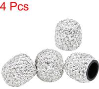 4PCS Vanne Tige Capuchons Faux Cristal Bling Voiture Accessoires Blanc