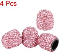 4PCS Vanne Tige Capuchons Faux Cristal Bling Voiture Accessoires Rose
