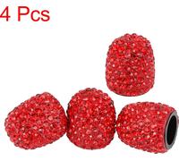 4PCS Vanne Tige Capuchons Faux Cristal Bling Voiture Accessoires Rouge