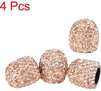 4PCS Vanne Tige Capuchons Faux Cristal Voiture Pneu Vanne Capuchons Pêche Color