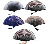 4pcs ventilateur à main pliable, fan chinois en bambou vintage avec des glands et des motifs exquis, décoratif pour la danse, mariage, cosplay, accessoires de costumes, ventilateurs de main décoratif