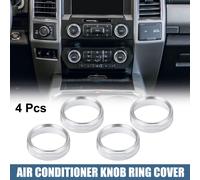 4pcs Voiture Air Conditionneur Bouton Anneau Couvercles Aluminium Alliage Argenté
