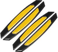 4pcs Voiture Porte Bord Réfléchissant Autocollants Protection Garde Noir Jaune