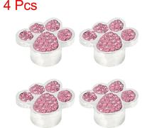 4pcs Voiture Strass Pneu Vanne Tige Capuchons Ours Forme Rose