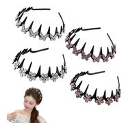 4PCS Wavy Crystal Headband Set, Butterfly Clip Headband Set For Women,Elegant Comb Headbands with Teeth,Headbandes Gifts for Women (4PCS-D)