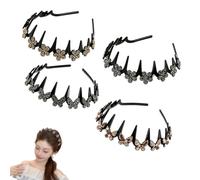 4PCS Wavy Crystal Headband Set, Butterfly Clip Headband Set For Women,Elegant Comb Headbands with Teeth,Headbandes Gifts for Women (4PCS-C)