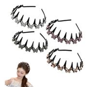 4PCS Wavy Crystal Headband Set, Butterfly Clip Headband Set For Women,Elegant Comb Headbands with Teeth,Headbandes Gifts for Women (4PCS-A)