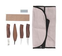 4PCS Wood Carving Tools with Sharpening Stone Leather Strop Walnut Handle Digging Sculpting Set for Woodworking Projects