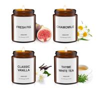 4Pcs x 128g, Ansoyer Bougie de massage, cire de soja naturel, pour un poids total de 512 g (Figue fraiche+ Camomille+ Vanille Classique+ Thé blanc au thym)