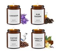 4Pcs x 128g, Ansoyer Bougie de massage, cire de soja naturel, pour un poids total de 512 g (Lavande+ Raisins au goût de rhum+ Vodka au café+ Vanille Tabac)