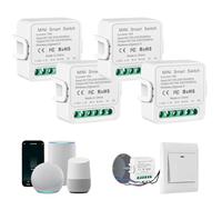 4PCS Zigbee Interrupteur Intelligent, 16A Zigbee Smart Interrupteur Module | Mini Smart Switch compatible avec Smart Life, Tuya app, Alexa, Google Home, NéCessite Un Fil Neutre,100-240v