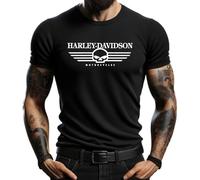 4people T-shirt noir Harley Skull Logo - Style décontracté pour les amateurs de moto, noir/blanc, S