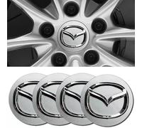 4Pièces Autocollant Enjoliveur pour Mazda 3 2006-2011 2011-2024, Sticker Centre Roue Emblème Jante Logo Moyeu Autocollant Couvercle Moyeu Autocollant Moyeu,Silver-56MM