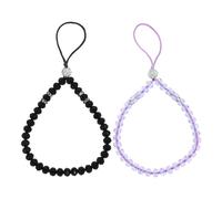 4Pièces Bracelets Téléphone En Verre Cristal Noir Strap Suspendu Chic