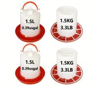 4pièces, Ensemble mangeoire et abreuvoir pour poules, Distributeur de céréales de 1.5 kg, Seau d'eau de 1.5 L