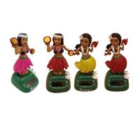 4Pièces Figurine Solaire Dansante, Jouet De Figure De Danse Solaire, Danseuse Hawaienne Voiture Qui Bouge, Figurine Hawaïenne Voiture Décoration De Voiture Solaire, Hawaienne Voiture Décoration