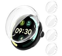[4Pièces] Kamita Coque pour Google Pixel Watch 4 45mm, Doux TPU Bumper Case avec Film de Protection d'écran, Ultra Mince Étui de Protection Couverture Complète Cover pour Pixel Watch4 45 (Clair*4)
