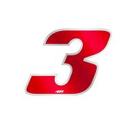 4R Quattroerre.it 13023 Nombre de Course 3 Grand, Rouge et Chromé, 100 x 130 mm