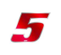 4R Quattroerre.it 13125 Nombre de Course 5 Mini, Rouge et Chromé, 27 x 37 mm
