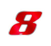 4R Quattroerre.it 13128 Nombre de Course 8 Mini, Rouge et Chromé, 27 x 37 mm