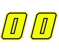 4R Quattroerre.it 13380 Numéro de Course 0 Moto GP, Jaune Fluorescent, 10 x 10 cm (Lot de 2)