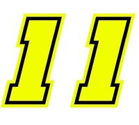 4R Quattroerre.it 13381 Numéro de Course 1 Moto GP, Jaune Fluorescent, 10 x 7 cm (Lot de 2)