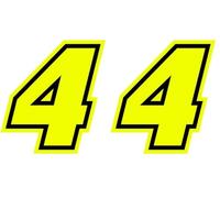 4R Quattroerre.it 13384 Numéro de Course 4 Moto GP, Jaune Fluorescent, 10 x 9,5 cm (Lot de 2)