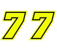 4R Quattroerre.it 13387 Numéro de Course 7 Moto GP, Jaune Fluorescent, 10 x 9,5 cm (Lot de 2)