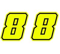 4R Quattroerre.it 13388 Numéro de Course 8 Moto GP, Jaune Fluorescent, 10 x 10 cm (Lot de 2)