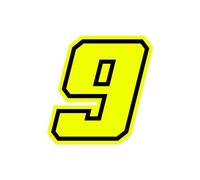 4R Quattroerre.it 13389 Numéro de Course 9 Moto GP, Jaune Fluorescent, 10 x 10 cm