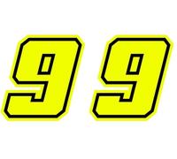 4R Quattroerre.it 13389 Numéro de Course 9 Moto GP, Jaune Fluorescent, 10 x 10 cm (Lot de 2)