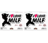 4R Quattroerre.it 6160 Autocollant I Love Milf, 10 x 12 cm, Red, Multicolor (Lot de 2)