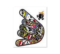 4R Quattroerre.it Adhésif Sticker Bomb Shaka Signe Main, 10 x 12 cm