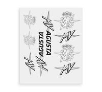 4R Quattroerre.it Autocollants pour MV Agusta - Lot de 9 Autocollants, résistants à l'eau et aux Rayons UV, fabriqués en Italie, Licence Officielle, Feuille 240 x 200 mm (Noir)