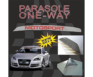 4R Quattroerre.it Feuille Pare-Soleil Microperforé pour Voiture Motorsport, 14 x 125 cm, Blanc et Noir