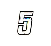 4R Quattroerre.it Nombre de Course 5 Holographique Fin, Blanc, 10 x 6,5 cm